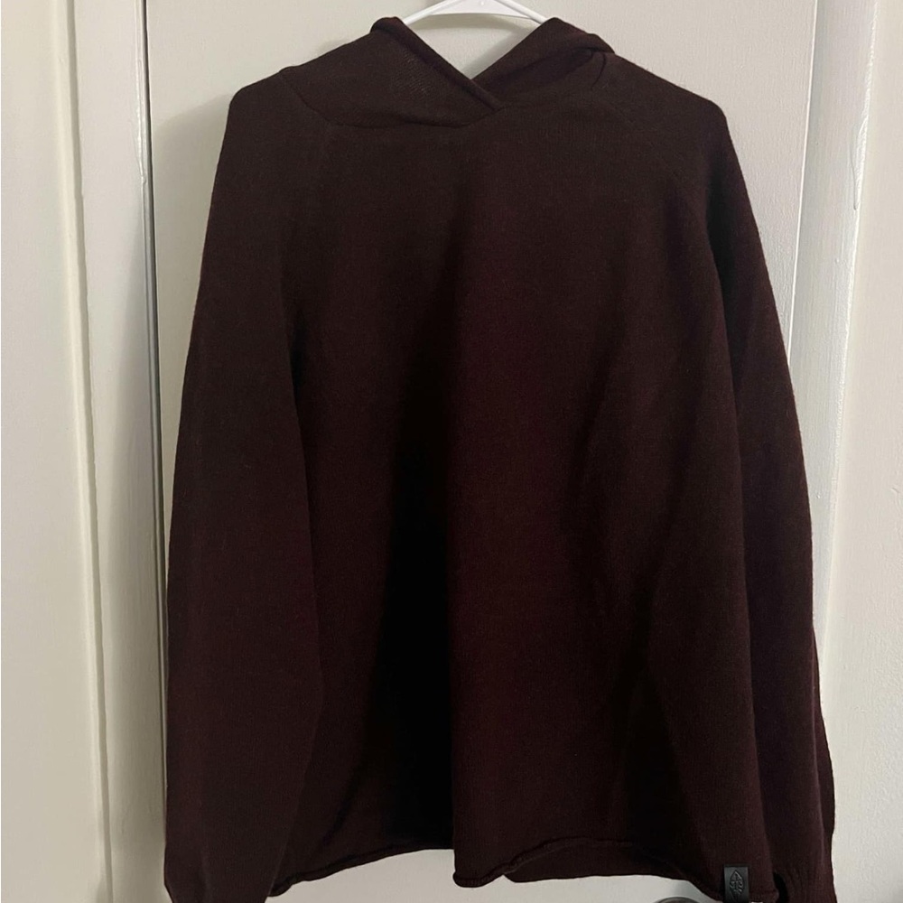 100% WOOL Maroon Hooded Sweater - Descended From Odin (UK)